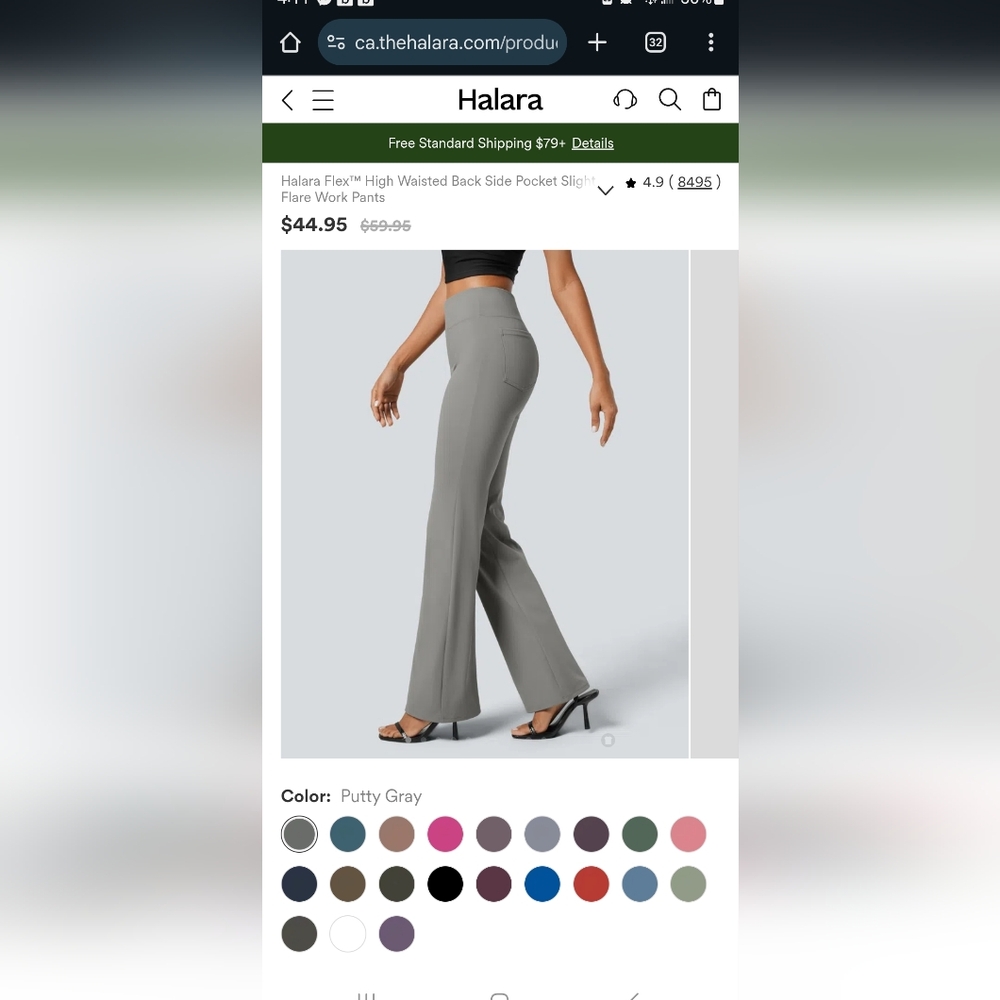 Halara Grey High Waisted Flair Workpants Large